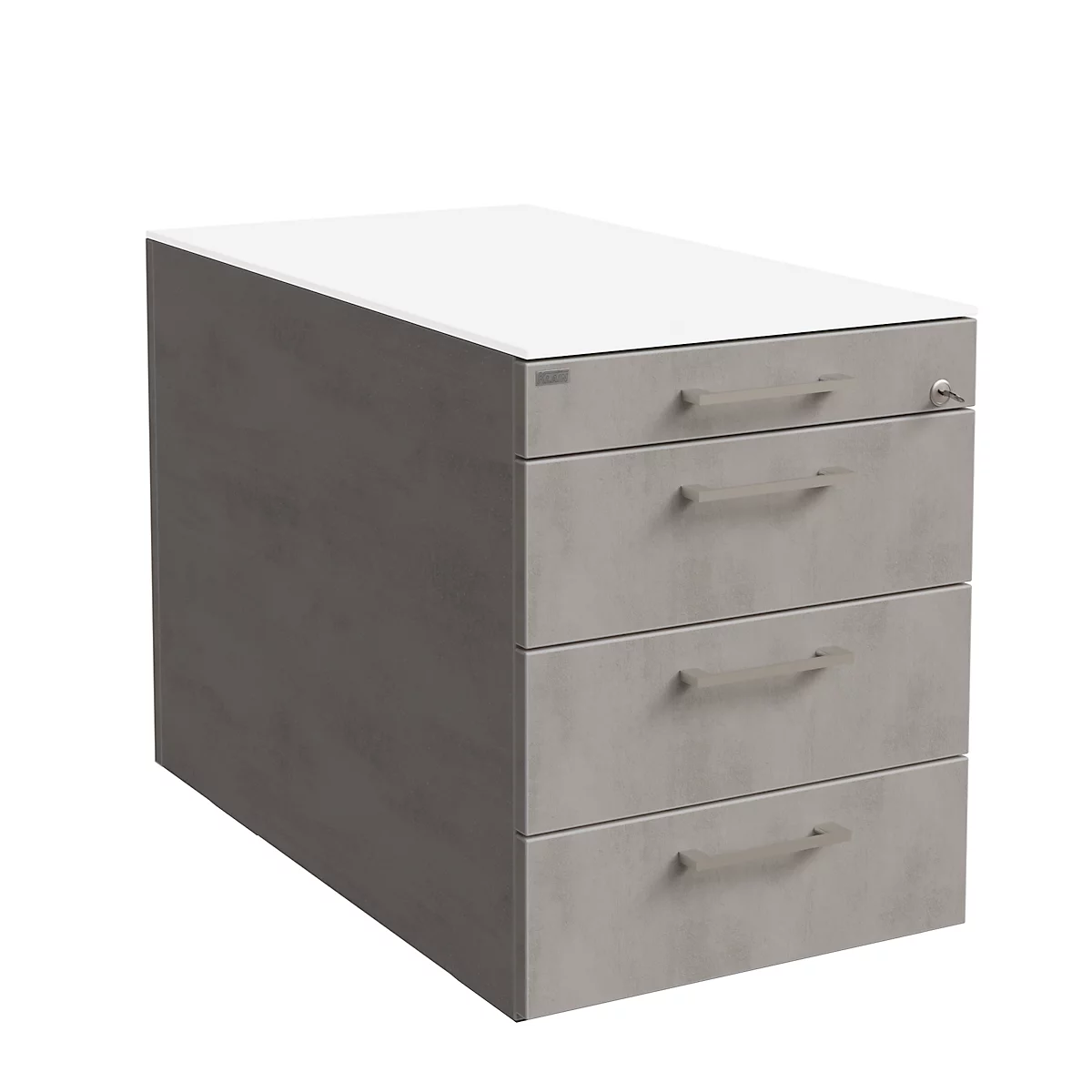 Caisson mobile SOLUS PLAY, 1 + 3 tiroirs, avec poignée, l. 430 x P 777 x H 562 mm, ceramic grey