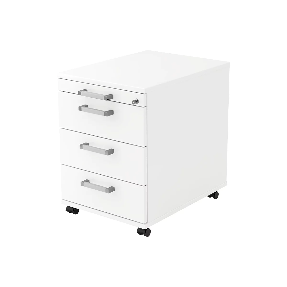 Caisson mobile TARVIS, 1 tiroir-plumier, verrouillable, 3 tiroirs, l. 428 x P 580 x H 590 mm, blanc