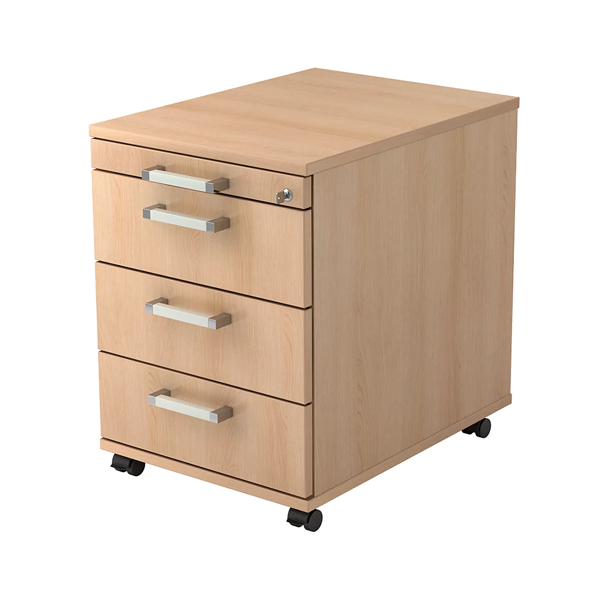 Caisson mobile TARVIS, 1 tiroir-plumier, verrouillable, 3 tiroirs, l. 428 x P 580 x H 590 mm, coloris chêne