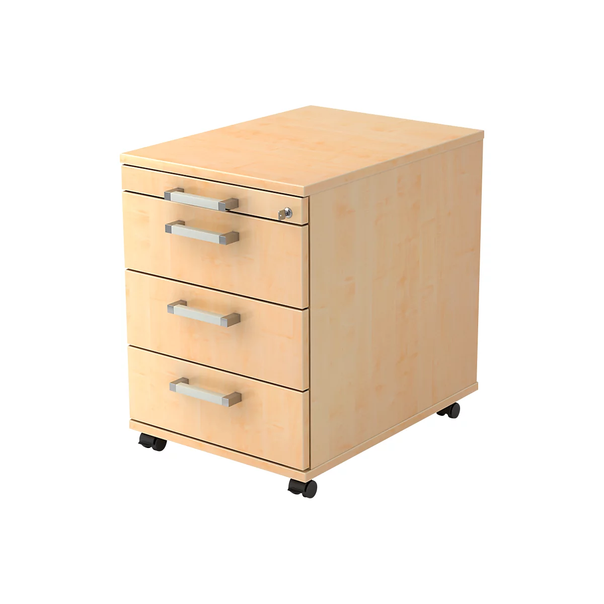 Caisson mobile TARVIS, 1 tiroir-plumier, verrouillable, 3 tiroirs, l. 428 x P 580 x H 590 mm, coloris érable