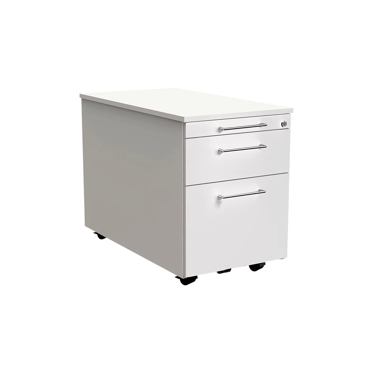Caisson mobile Toledo, 2 tiroirs, tiroir à dossiers suspendus, l. 420 x P 800 x H 540 mm, verrouillable, blanc