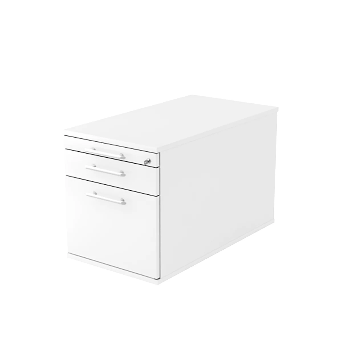 Caisson mobile ULM , 1 tiroir-plumier, 1 tiroir, tiroir à dossiers suspendus, l. 428 x P 800 x H 512 mm, blanc