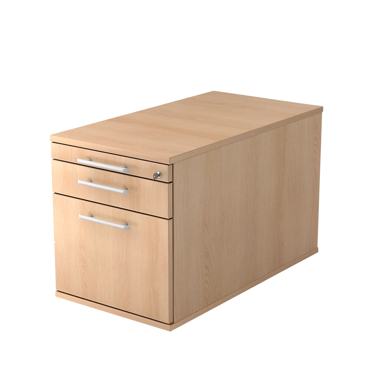 Caisson mobile ULM , 1 tiroir-plumier, 1 tiroir, tiroir à dossiers suspendus, l. 428 x P 800 x H 512 mm, coloris chêne