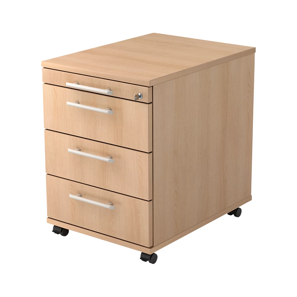 Caisson mobile ULM , 3 tiroirs, 1 tiroir-plumier, l. 428 x P 553 x H 590 mm, coloris chêne