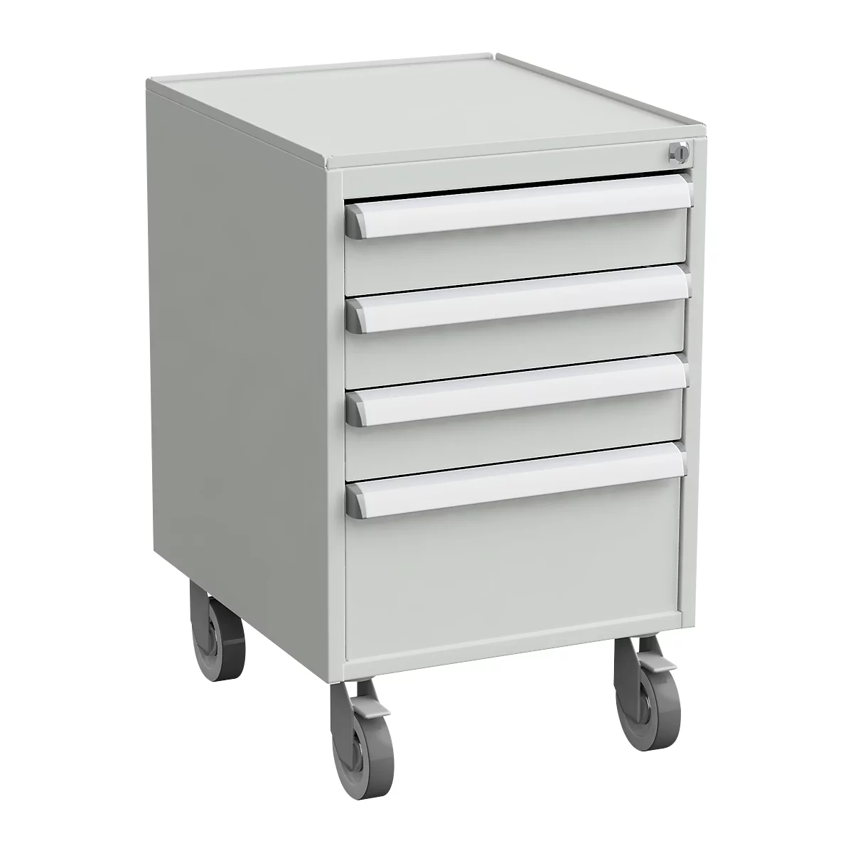 Caisson roulant, 4 tiroirs, fermeture centrale, L 450 x P 520 x H 700 mm, avec protection ESD