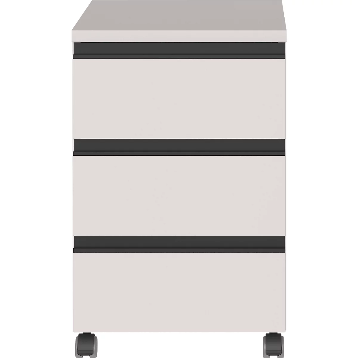 Caisson roulant Aalborg, 3 tiroirs, 10 kg de charge chacun, coulisse à sortie partielle, poignée métallique, blocable, L 400 x P 500 x H 630 mm, cachemire