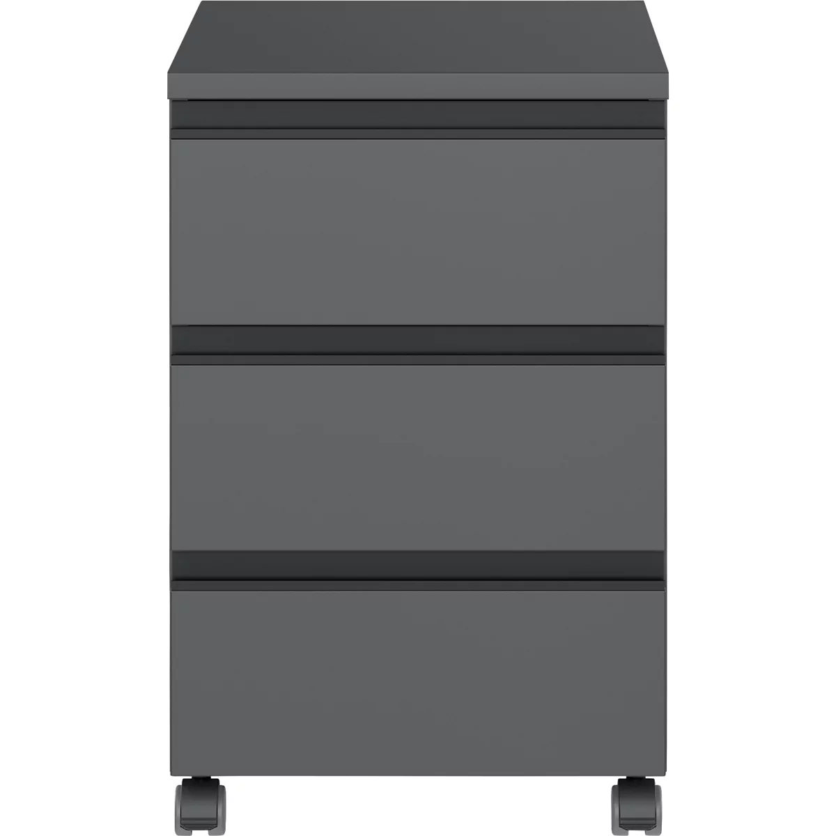 Caisson roulant Aalborg, 3 tiroirs, 10 kg de charge chacun, coulisse à sortie partielle, poignée métallique, blocable, L 400 x P 500 x H 630 mm, graphite