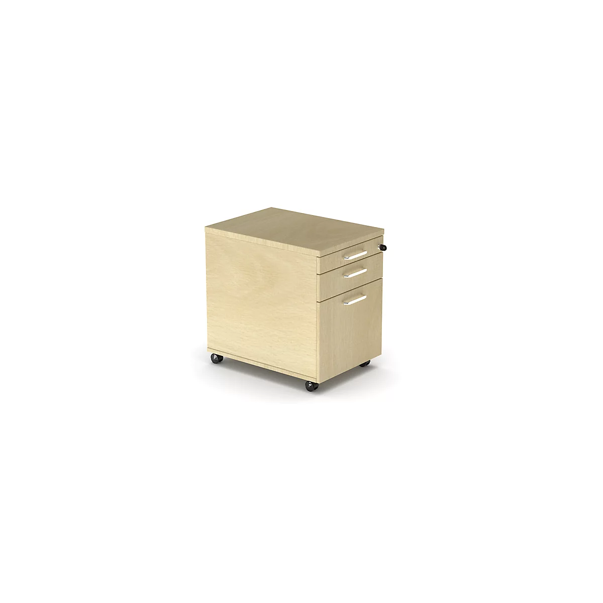 Caisson roulant BEXXSTAR, 1 tirette-plumier verrouillable, 1 tiroir &amp; 1 tiroir HR, L 430 x P 600 x H 600 mm, décor érable