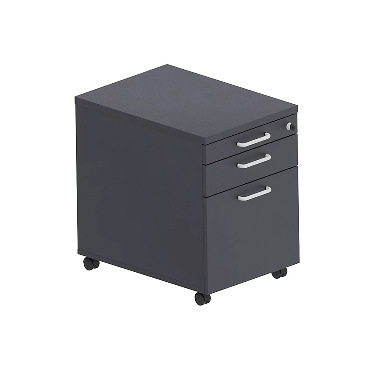 Caisson roulant BEXXSTAR, 1 tirette-plumier verrouillable, 1 tiroir &amp; 1 tiroir HR, L 430 x P 600 x H 600 mm, noir
