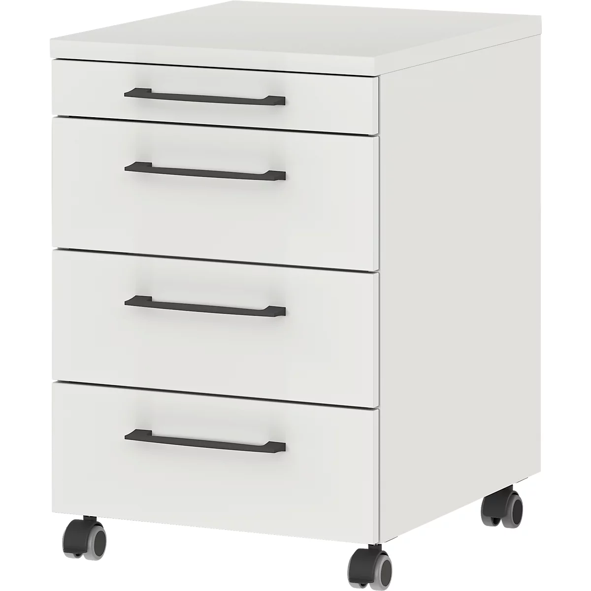 Caisson roulant Profi 2.0, 3 tiroirs, 1 tiroir à ustensiles, L 420 x P 490 x H 610 mm, gris clair