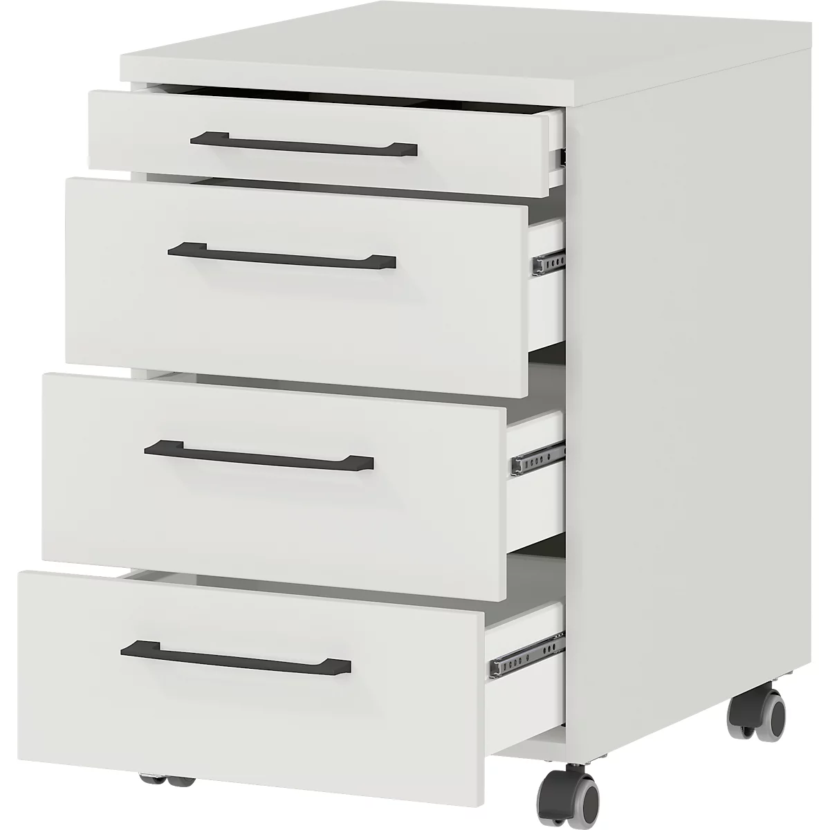 Caisson roulant Profi 2.0, 3 tiroirs, 1 tiroir à ustensiles, L 420 x P 490 x H 610 mm, gris clair
