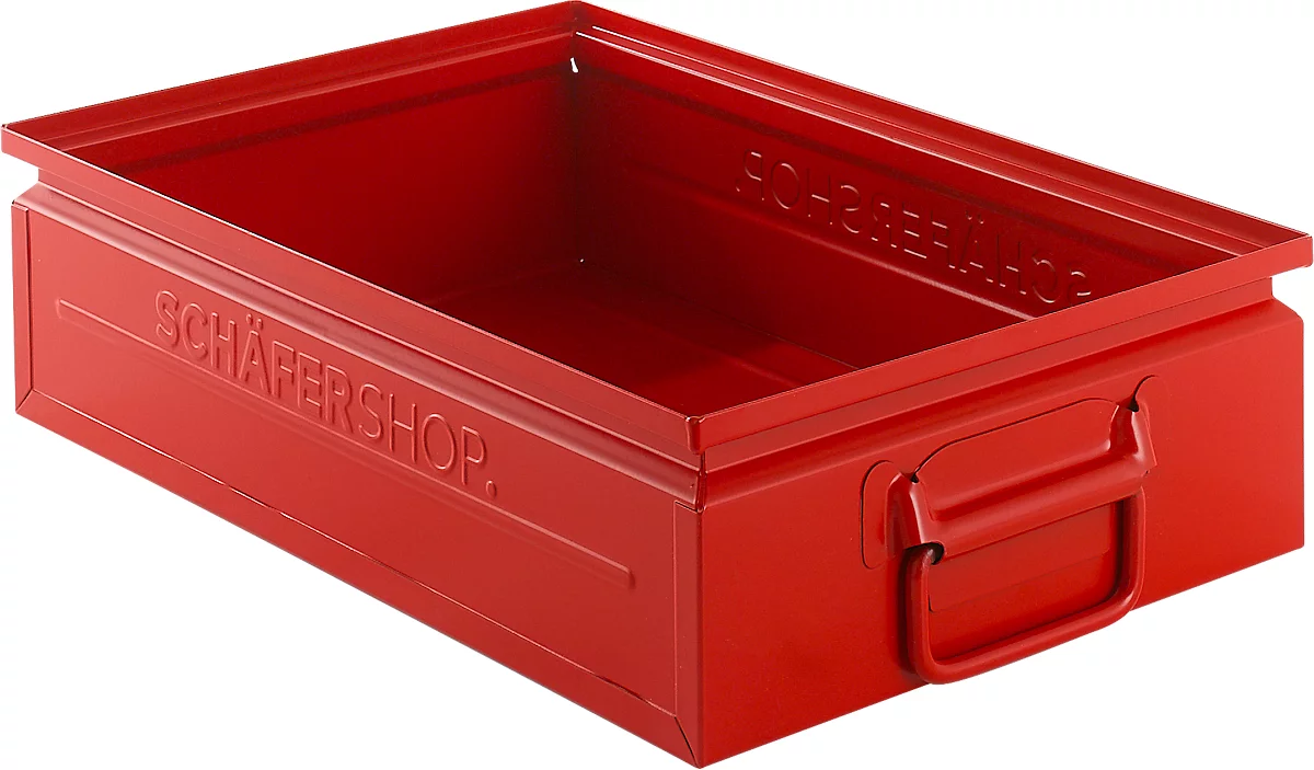 Caja apilable Schäfer Shop Select, 16 l, 100 kg, L 478 x An 307 x Al 120 mm, acero, RAL 3000 (rojo fuego)