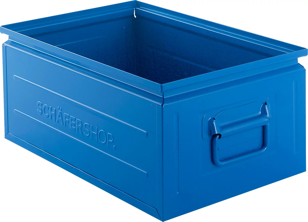 Caja apilable Schäfer Shop Select, 25 l, 120 kg, L 478 x An 307 x Al 200 mm, acero, RAL 5015 (azul cielo)