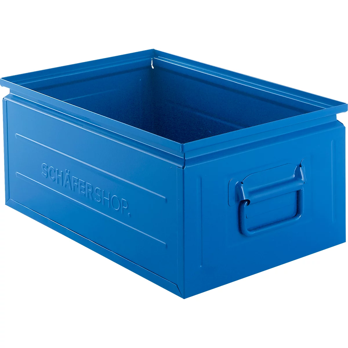 Caja apilable Schäfer Shop Select, 25 l, 120 kg, L 478 x An 307 x Al 200 mm, acero, RAL 5015 (azul cielo)