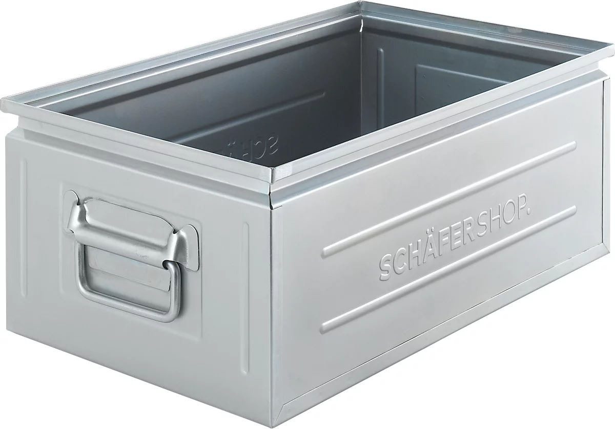 Caja apilable Schäfer Shop Select, 29,5 l, 50 kg, L 527 x A 308 x A 200 mm, acero, electrocincado