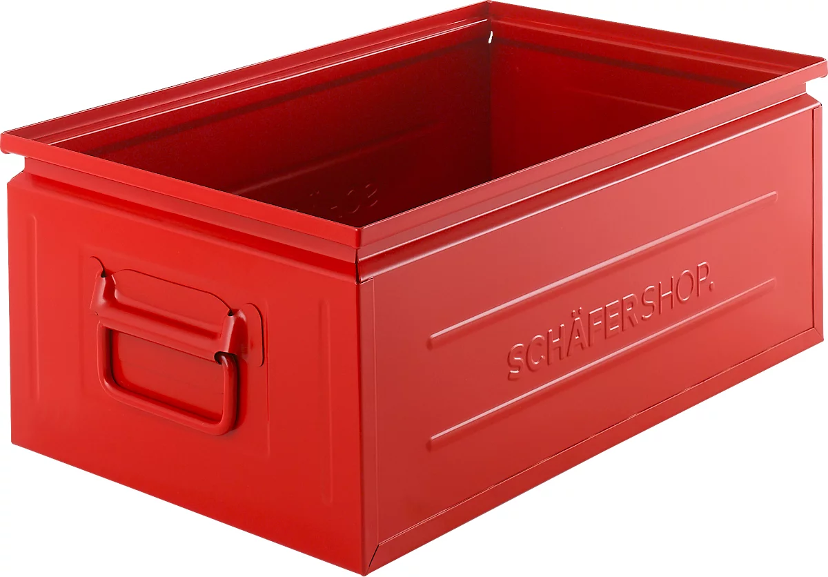 Caja apilable Schäfer Shop Select, 29,5 l, 50 kg, L 527 x An 308 x Al 200 mm, acero, RAL 3000 (rojo fuego)