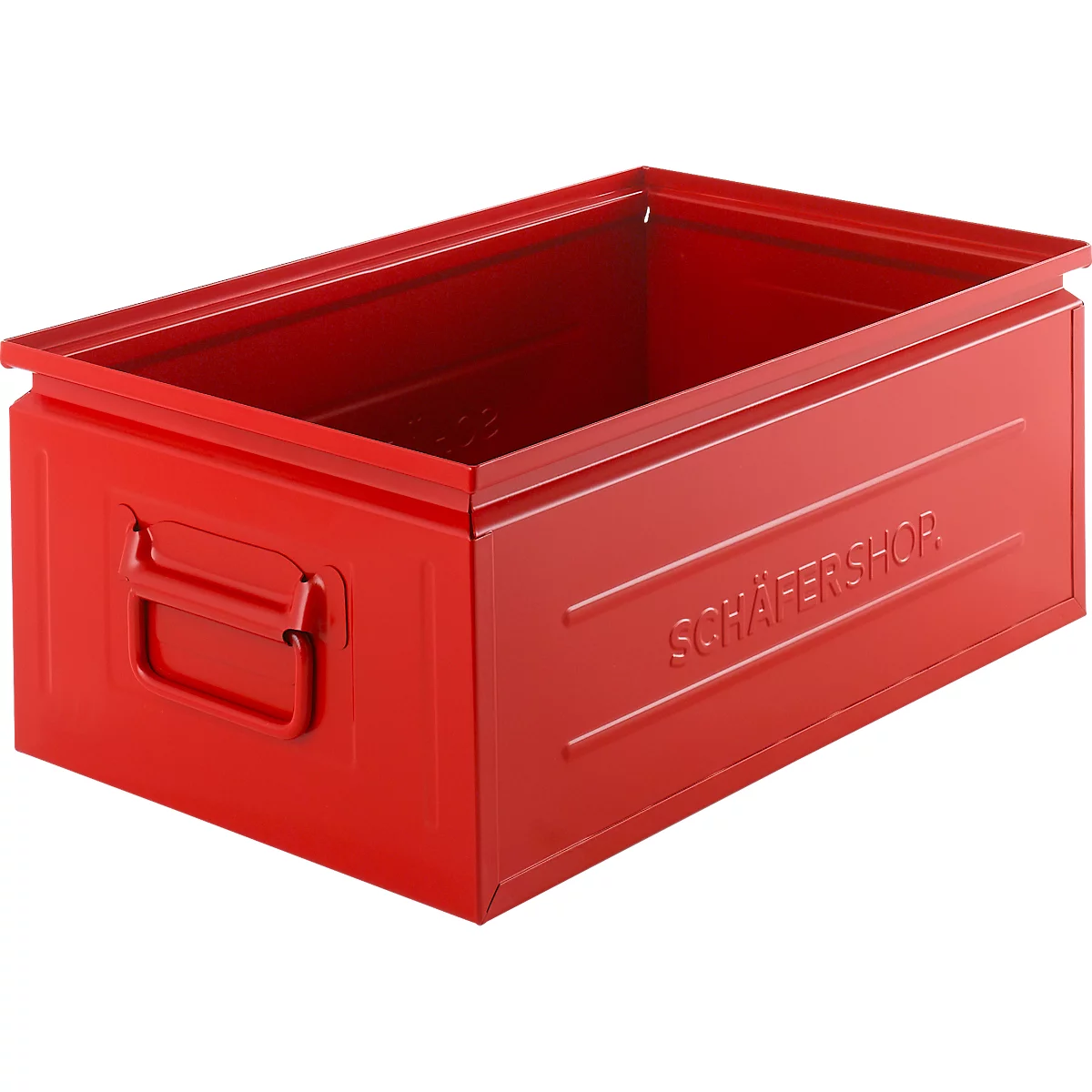 Caja apilable Schäfer Shop Select, 29,5 l, 50 kg, L 527 x An 308 x Al 200 mm, acero, RAL 3000 (rojo fuego)