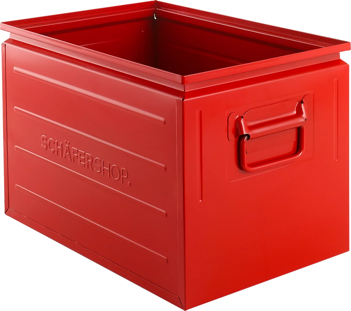 Caja apilable Schäfer Shop Select, 40 l, 150 kg, L 480 x A 308 x A 301 mm, acero, RAL 3000 (rojo fuego)