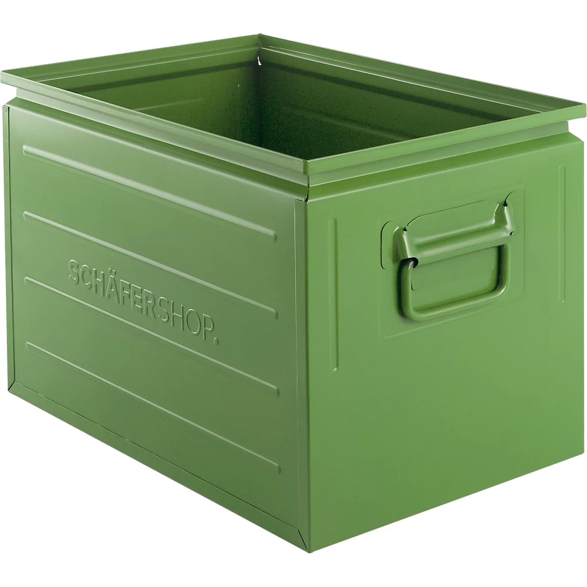 Caja apilable Schäfer Shop Select, 40 l, 150 kg, L 480 x A 308 x A 301 mm, acero, RAL 6011 (verde resada)