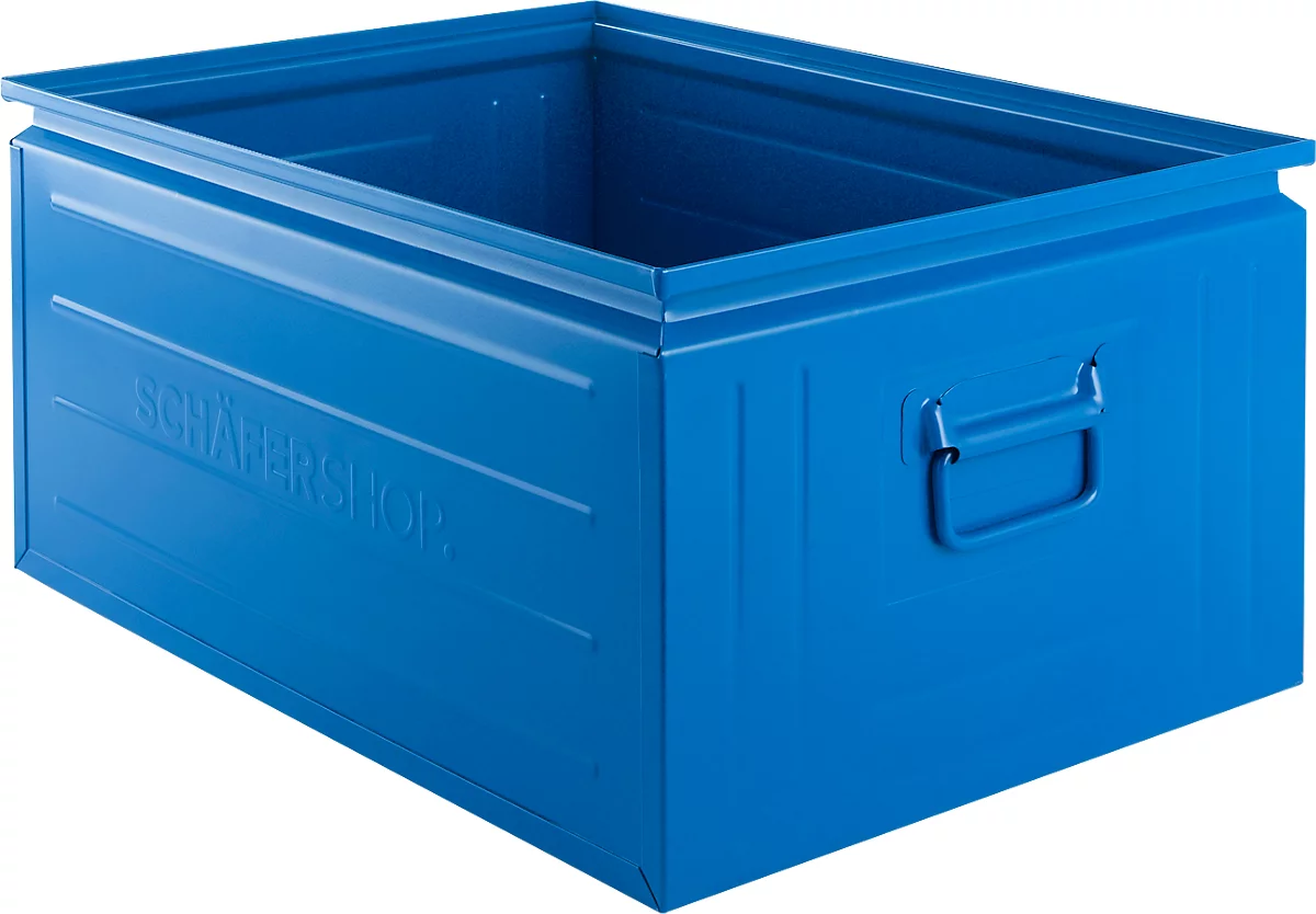 Caja apilable Schäfer Shop Select, 83 l, 250 kg, L 658 x An 459 x Al 300 mm, acero, 5015 (azul cielo)