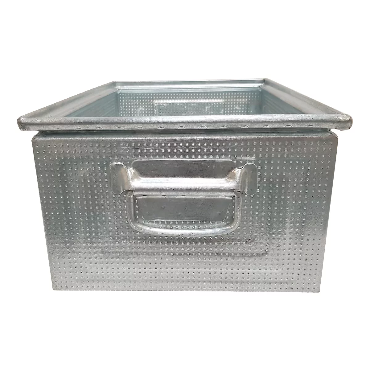 Caja apilable Schäfer Shop Select, perforada, con asas de caída, 26,5 l, 150 kg, L 449 x A 308 x A 201 mm, chapa de acero, galvanizada