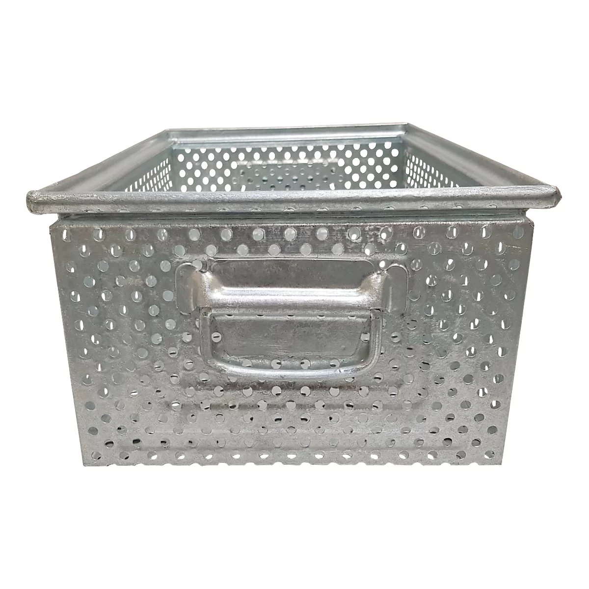 Caja apilable Schäfer Shop Select, perforada, con asas de caída, 26,5 l, 150 kg, L 449 x A 308 x A 201 mm, chapa de acero, galvanizada