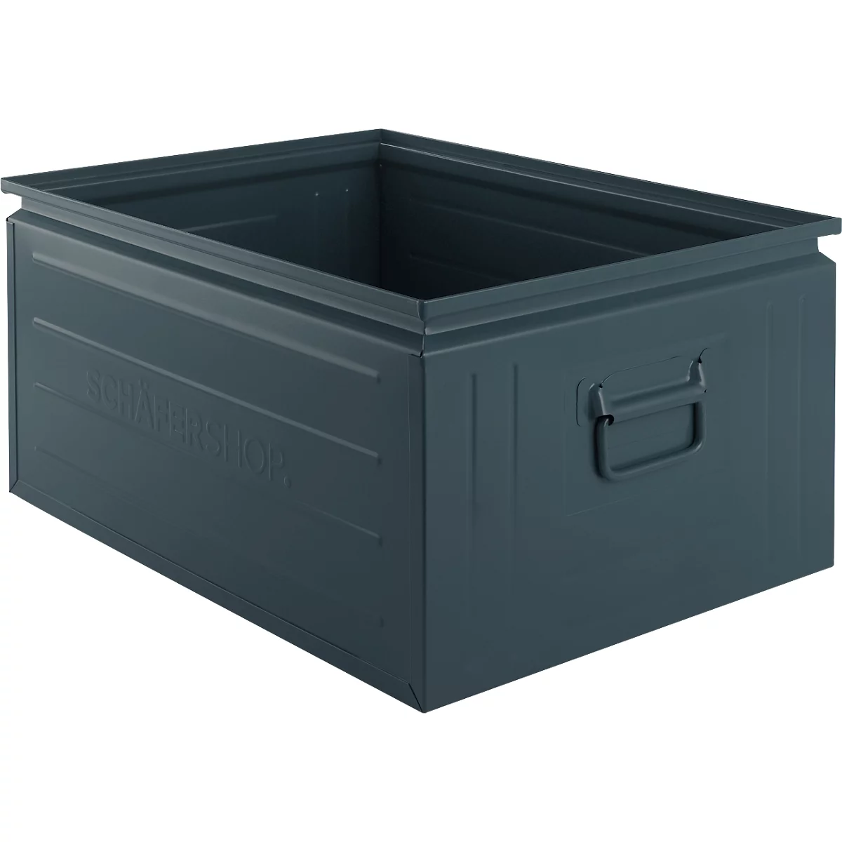 Caja apilable Schäfer Shop Select serie, 83 l, 250 kg, L 658 x An 459 x Al 300 mm, acero, RAL 5008 (gris-azul)