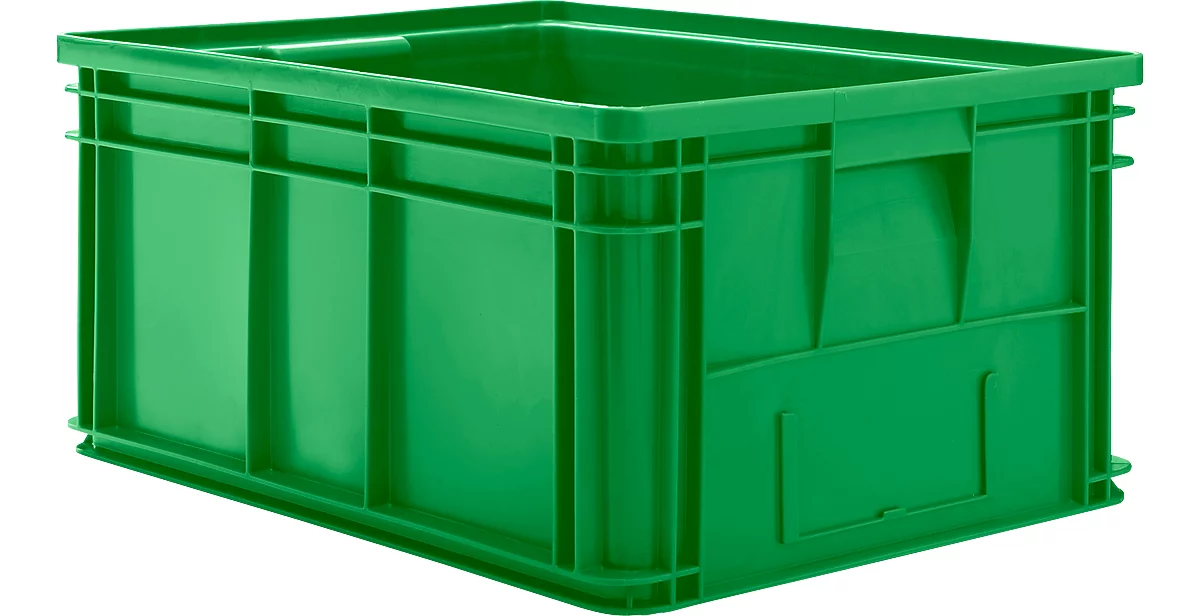 Caja apilable serie 14/6-1, de PP, con empuñadura empotrada, capacidad 71 l, verde