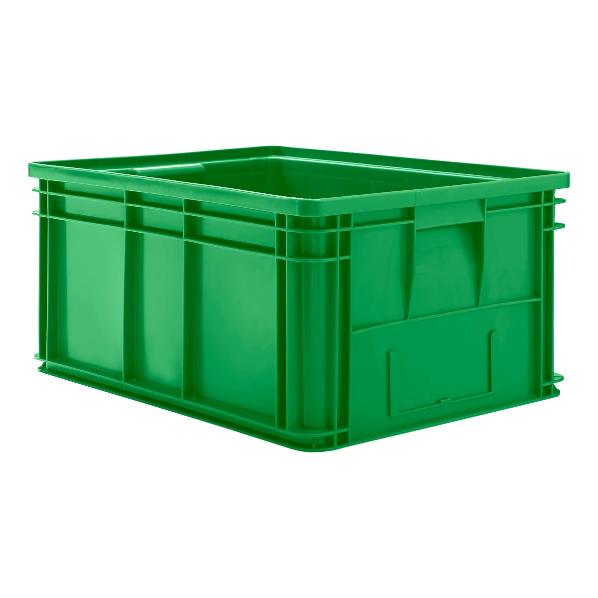 Caja apilable serie 14/6-1, de PP, con empuñadura empotrada, capacidad 71 l, verde