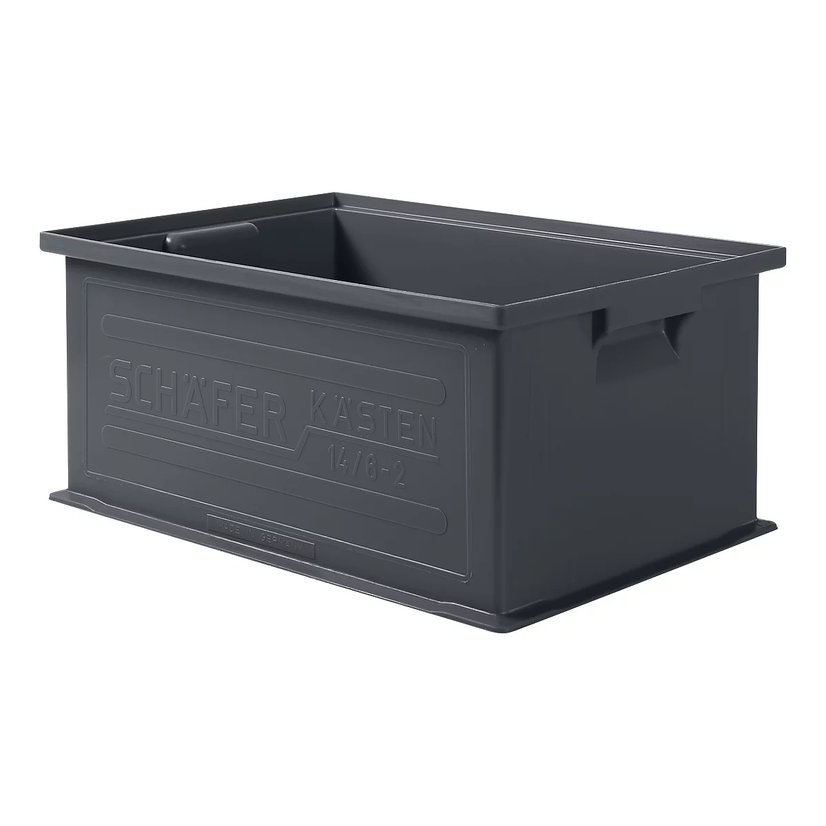 Caja apilable serie 14/6-2, de PP, conductora ESD, capacidad 21 L, negra