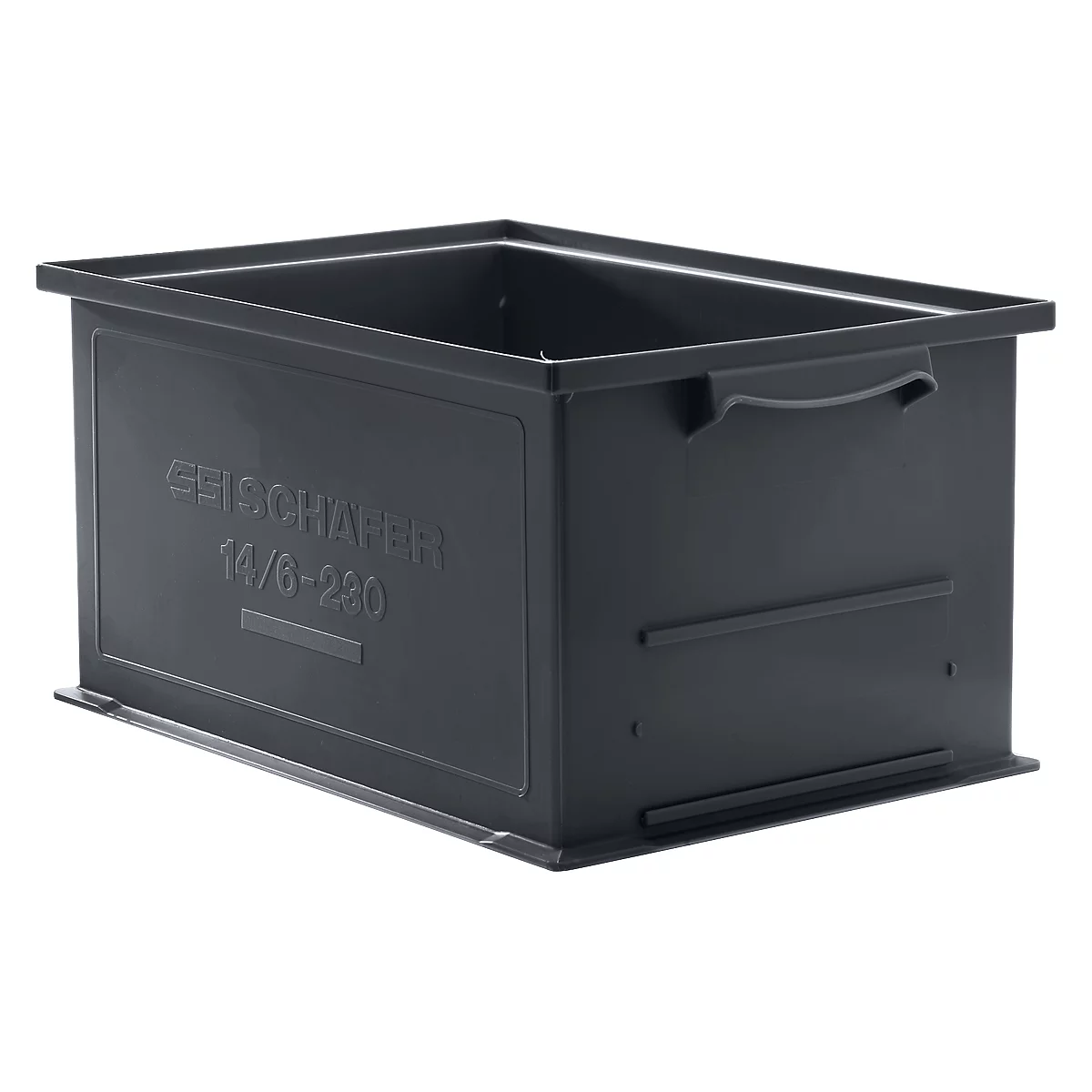 Caja apilable serie 14/6-230, de PP, conductora de ESD, capacidad 26 L, negra