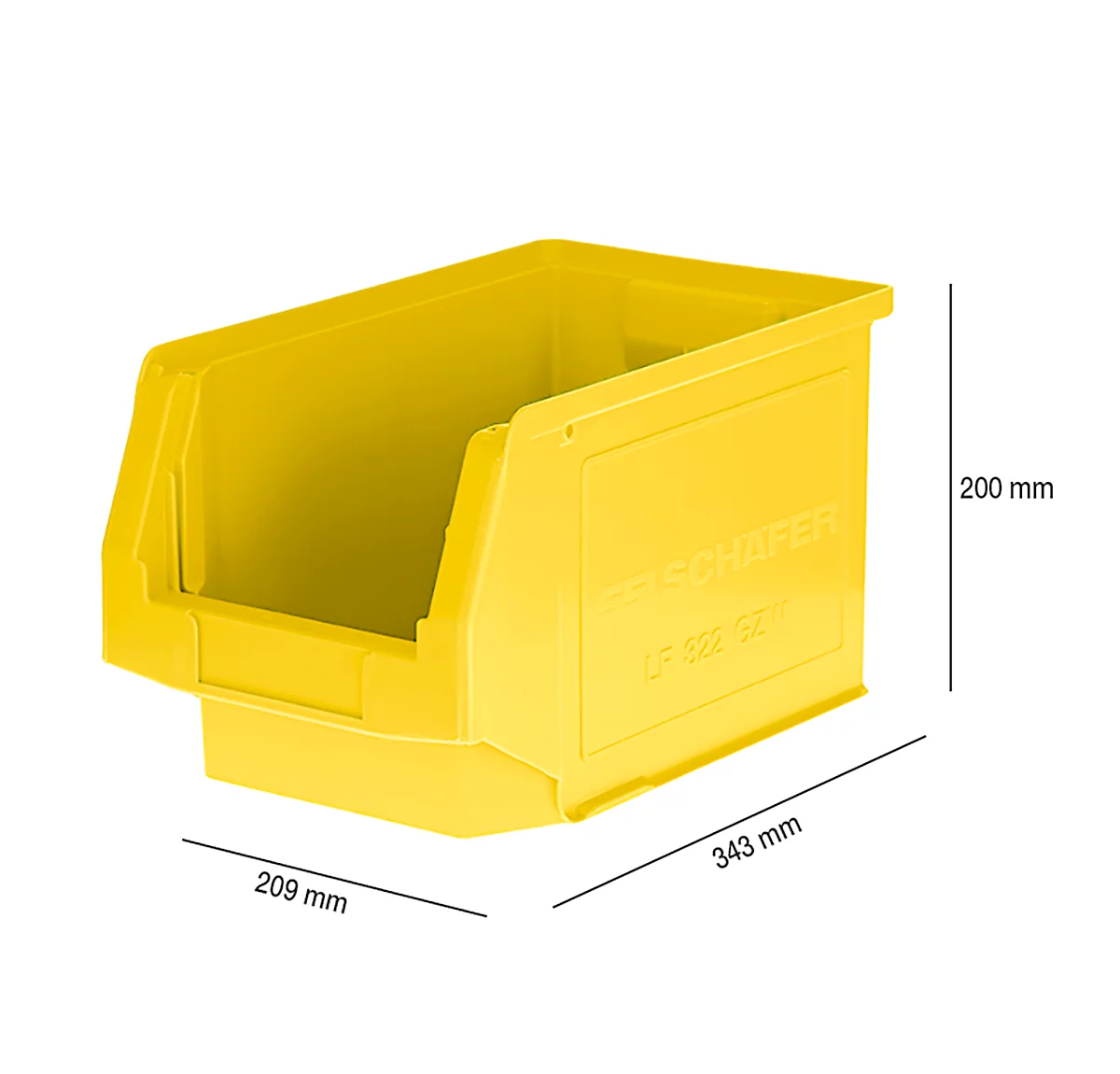 Caja con abertura frontal LF 322, plástico, 10,4 l, amarillo