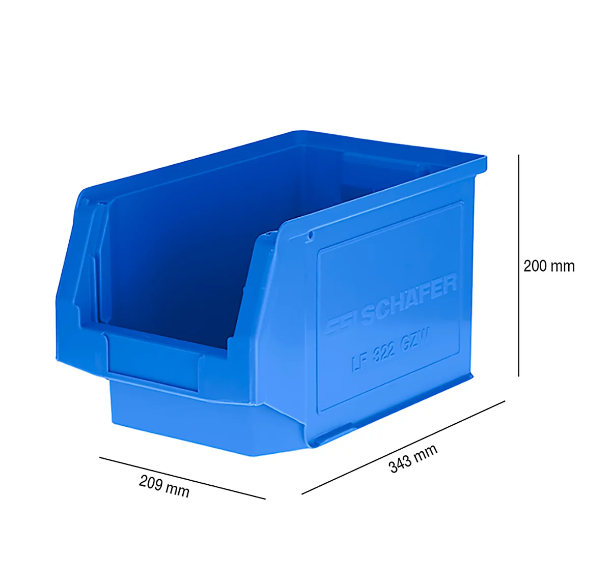 Caja con abertura frontal LF 322, plástico, 10,4 l, azul