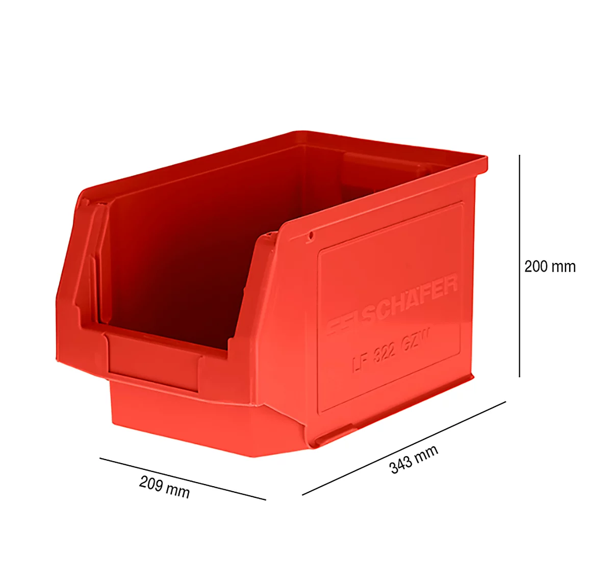Caja con abertura frontal LF 322, plástico, 10,4 l, rojo