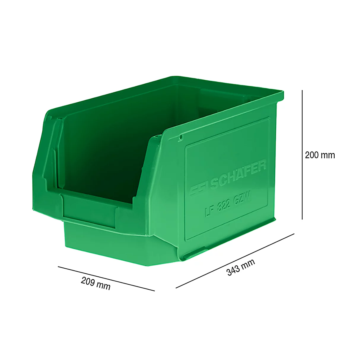 Caja con abertura frontal LF 322, plástico, 10,4 l, verde