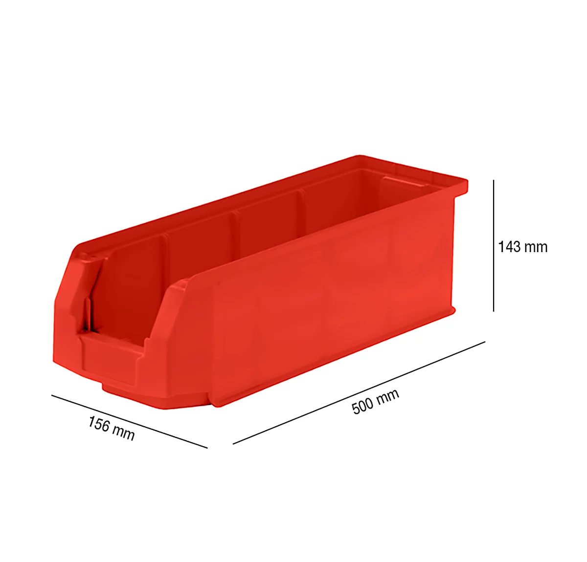 Caja con abertura frontal LF 511, plástico, 7,6 l, rojo