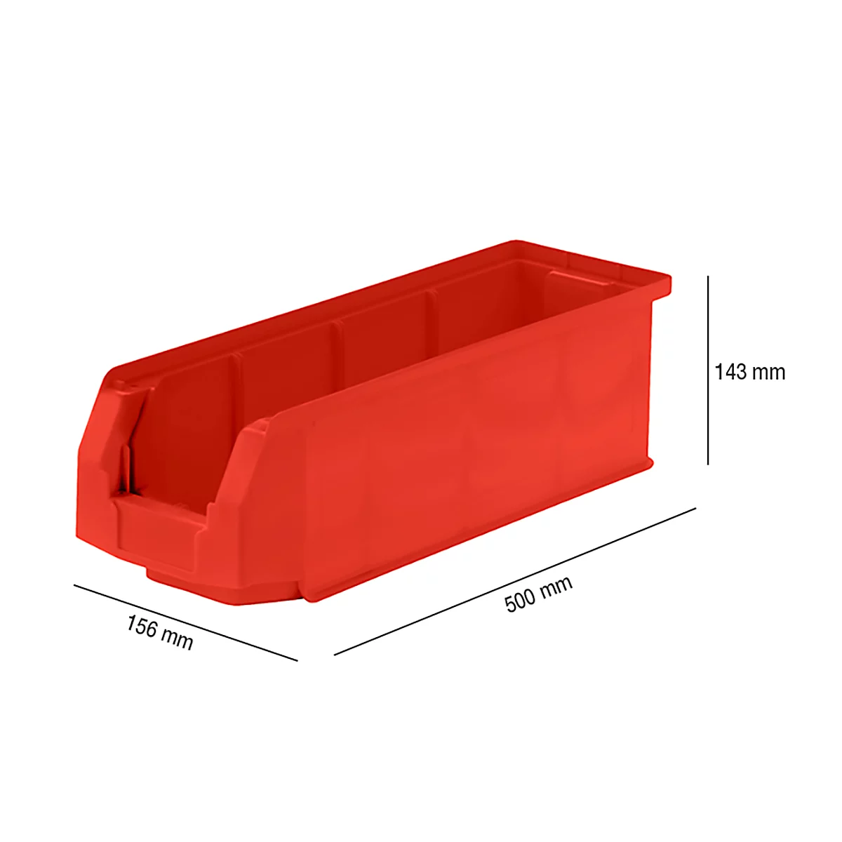 Caja con abertura frontal LF 511, plástico, 7,6 l, rojo