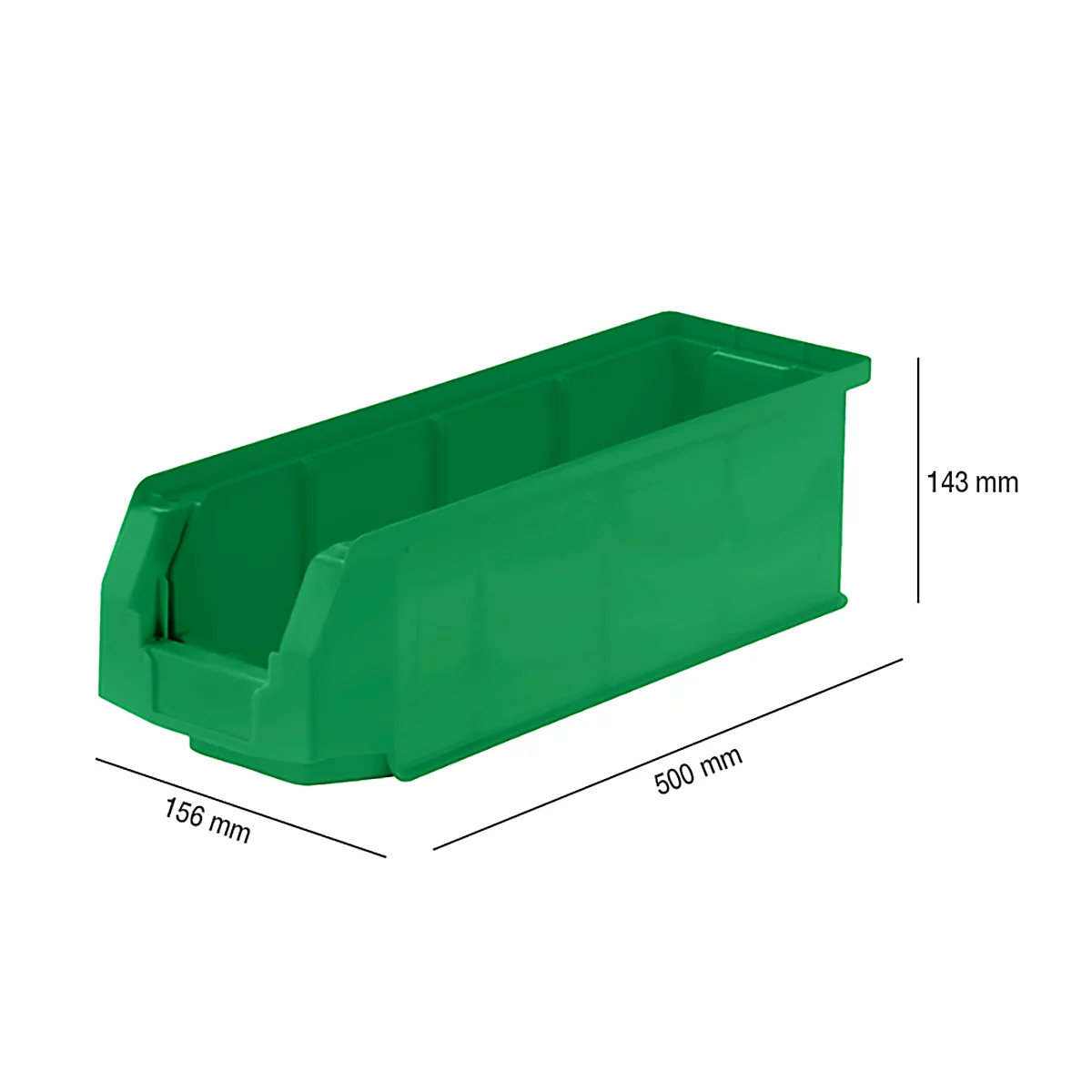 Caja con abertura frontal LF 511, plástico, 7,6 l, verde