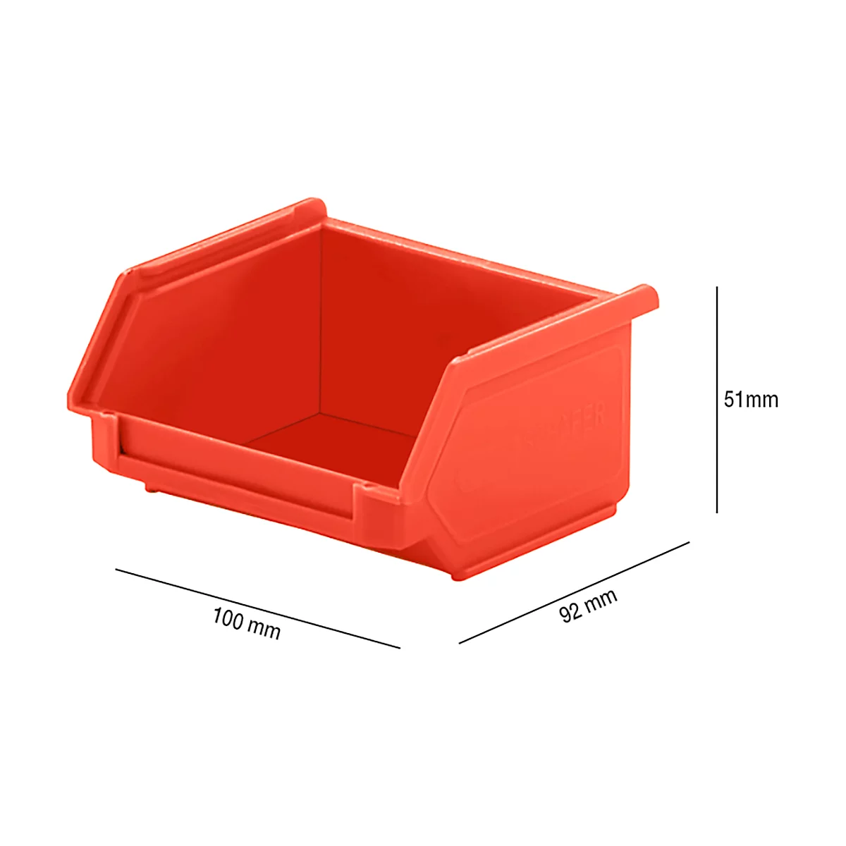 Caja con abertura frontal SSI Schäfer LF 110, polipropileno, L 92 x An 100 x Al 51 mm, 0,26 l, rojo