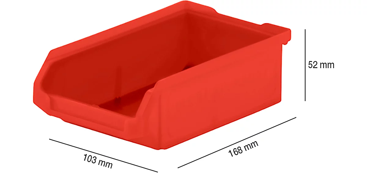 Caja con abertura frontal SSI Schäfer LF 210, polipropileno, L 168 x An 103 x Al 52 mm, 0,5 l, rojo