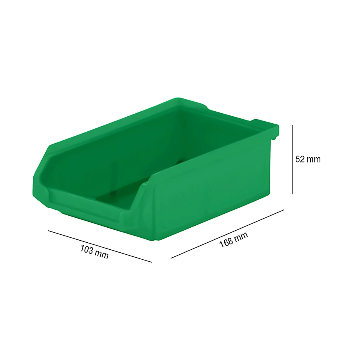 Caja con abertura frontal SSI Schäfer LF 210, polipropileno, L 168 x An 103 x Al 52 mm, 0,5 l, verde