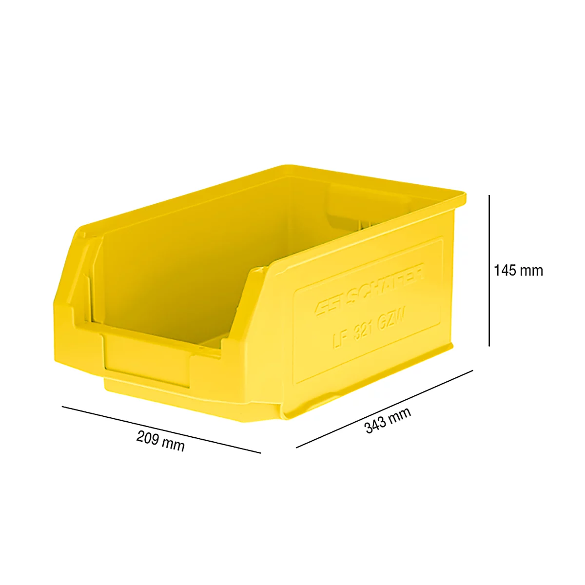 Caja con abertura frontal SSI Schäfer LF 321, polipropileno, L 343 x An 209 x Al 145 mm, 7,5 l, amarillo