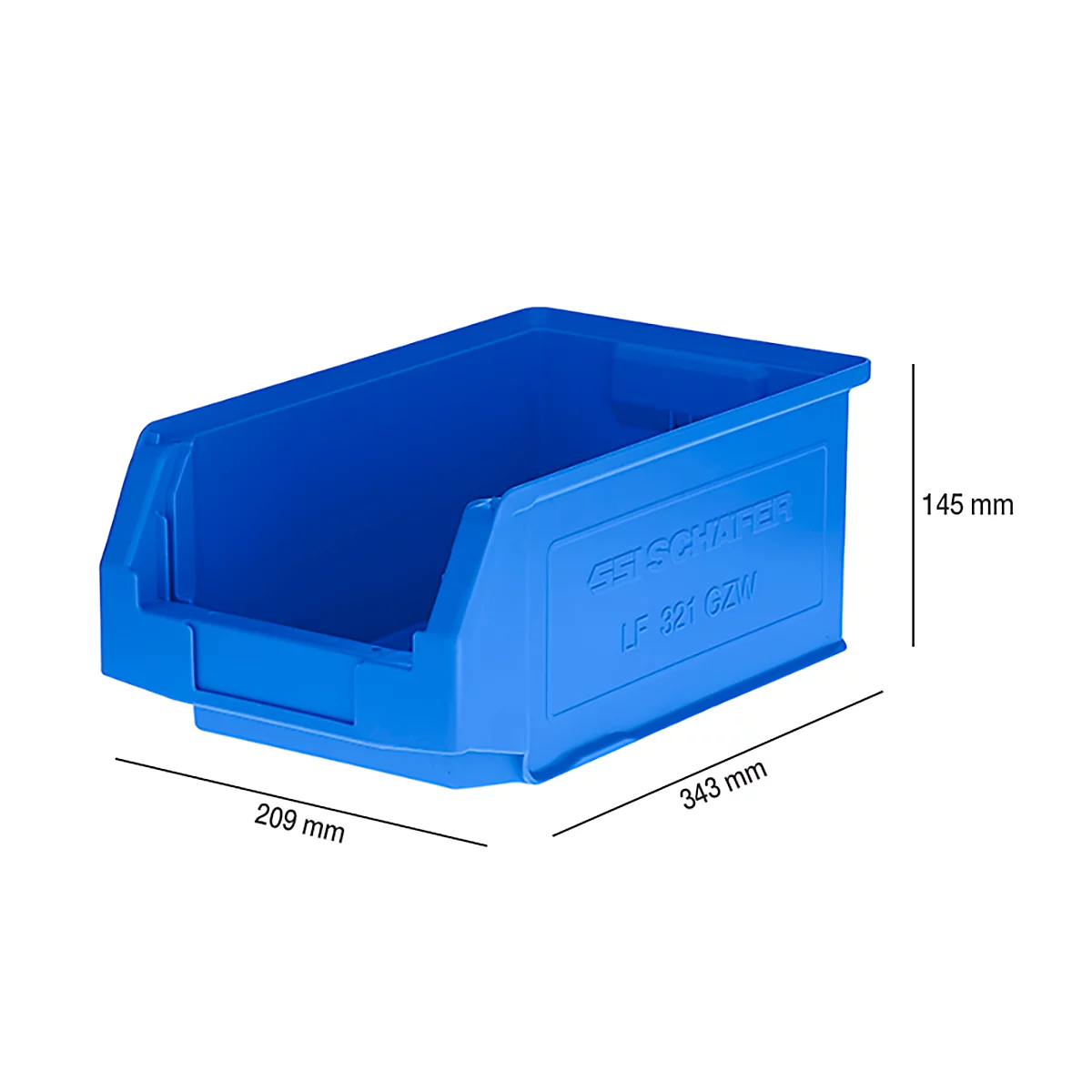 Caja con abertura frontal SSI Schäfer LF 321, polipropileno, L 343 x An 209 x Al 145 mm, 7,5 l, azul