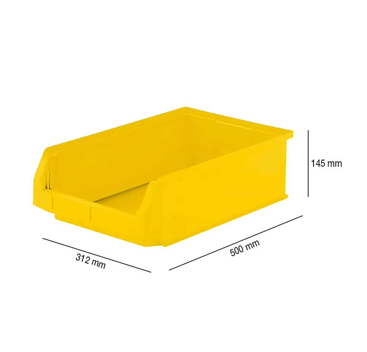 Caja con abertura frontal SSI Schäfer LF 531, polipropileno, L 500 x An 312 x Al 145 mm, 16,5 l, amarillo