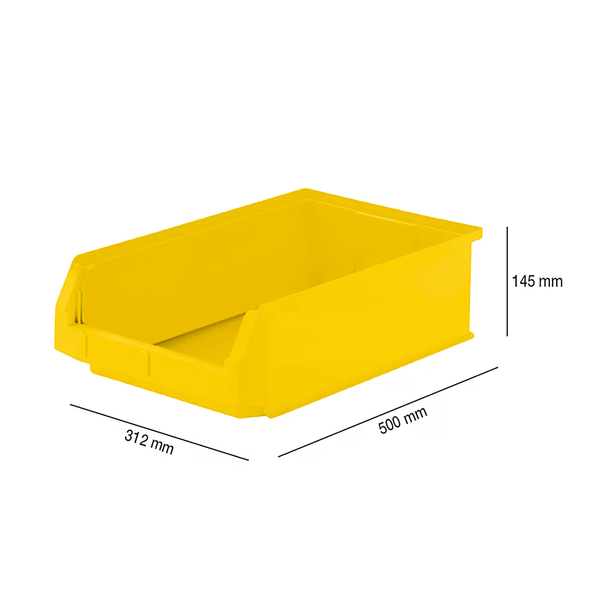 Caja con abertura frontal SSI Schäfer LF 531, polipropileno, L 500 x An 312 x Al 145 mm, 16,5 l, amarillo