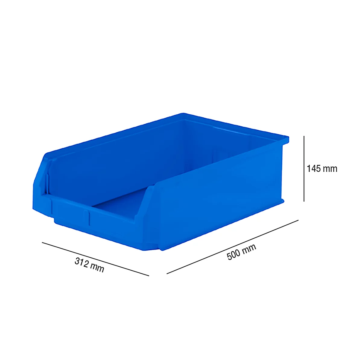 Caja con abertura frontal SSI Schäfer LF 531, polipropileno, L 500 x An 312 x Al 145 mm, 16,5 l, azul