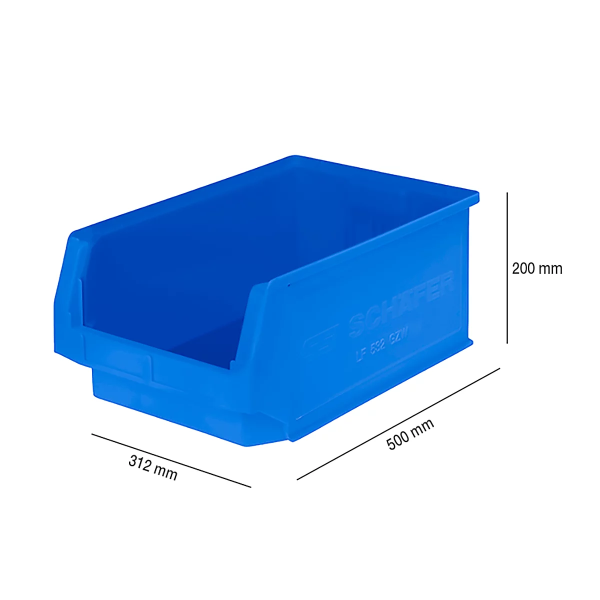 Caja con abertura frontal SSI Schäfer LF 532, polipropileno, L 500 x An 312 x Al 200 mm, 23,5 l, azul