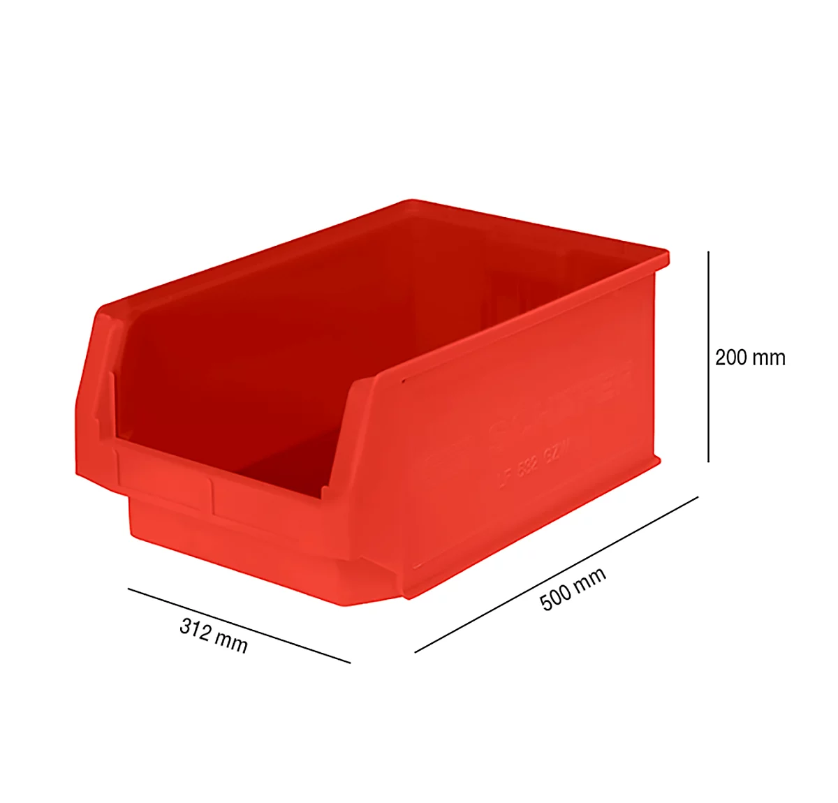 Caja con abertura frontal SSI Schäfer LF 532, polipropileno, L 500 x An 312 x Al 200 mm, 23,5 l, rojo