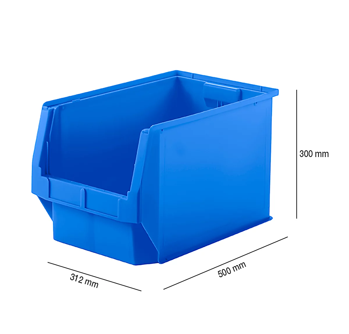 Caja con abertura frontal SSI Schäfer LF 533, polipropileno, L 500 x An 312 x Al 300 mm, 38 l, azul