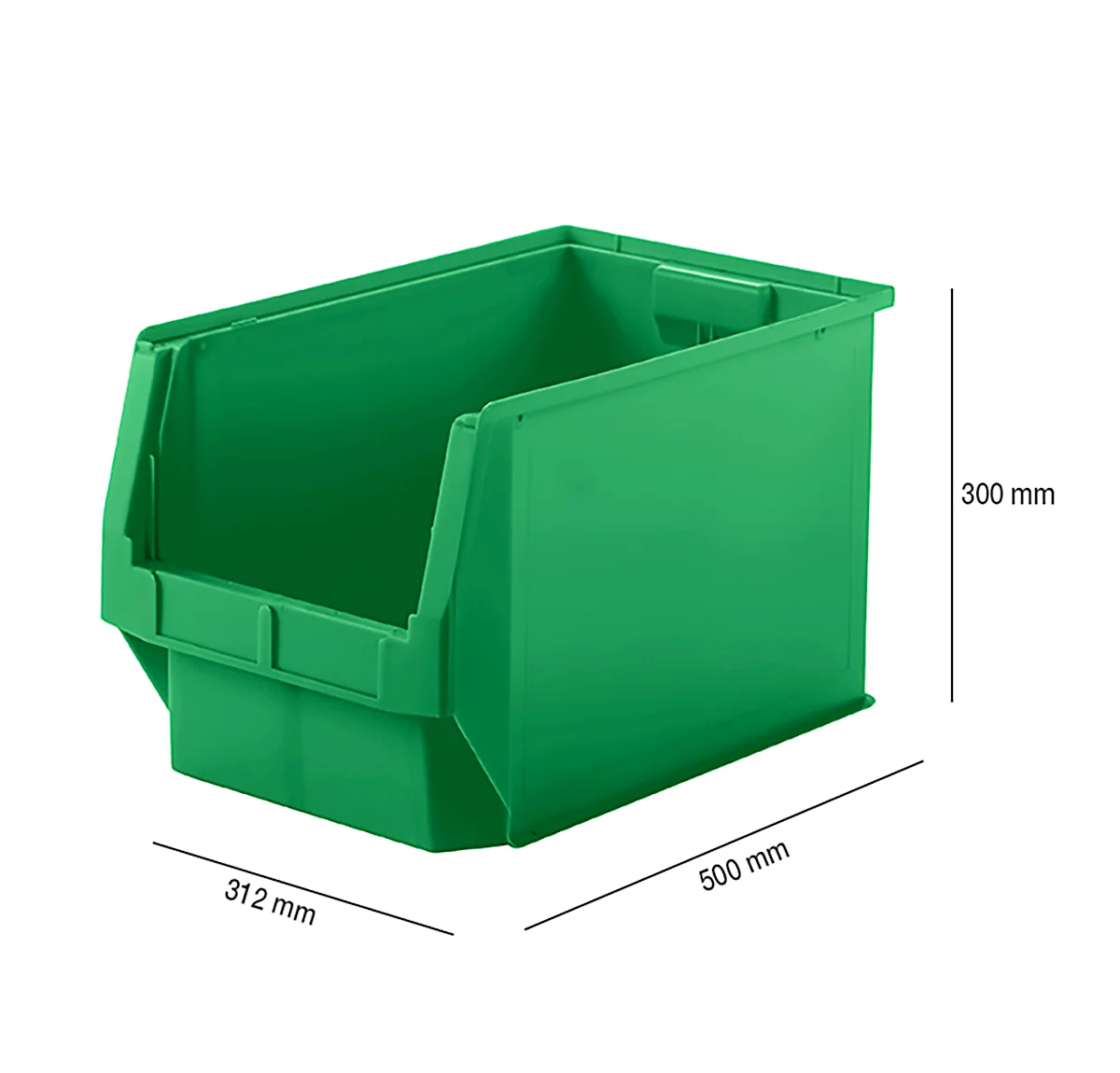 Caja con abertura frontal SSI Schäfer LF 533, polipropileno, L 500 x An 312 x Al 300 mm, 38 l, verde